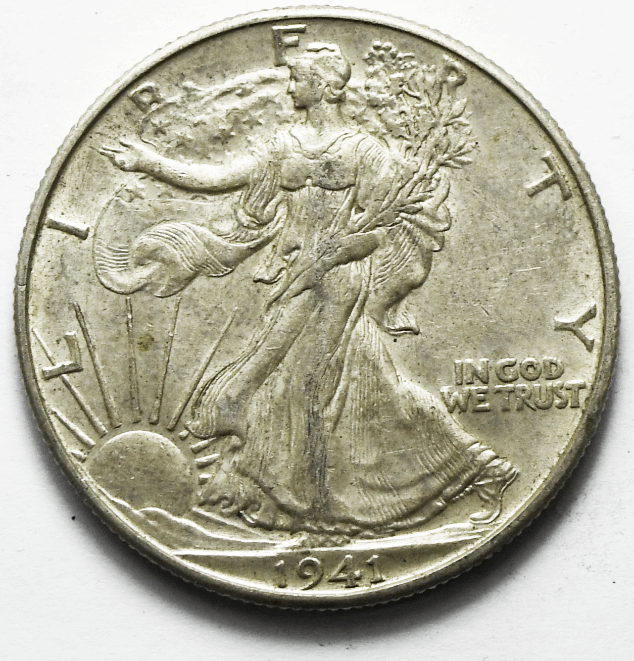 1941 D 50c Walking Liberty Silver Half Dollar Fifty Cents Denver AU