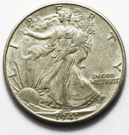 1941 D 50c Walking Liberty Silver Half Dollar Fifty Cents Denver AU