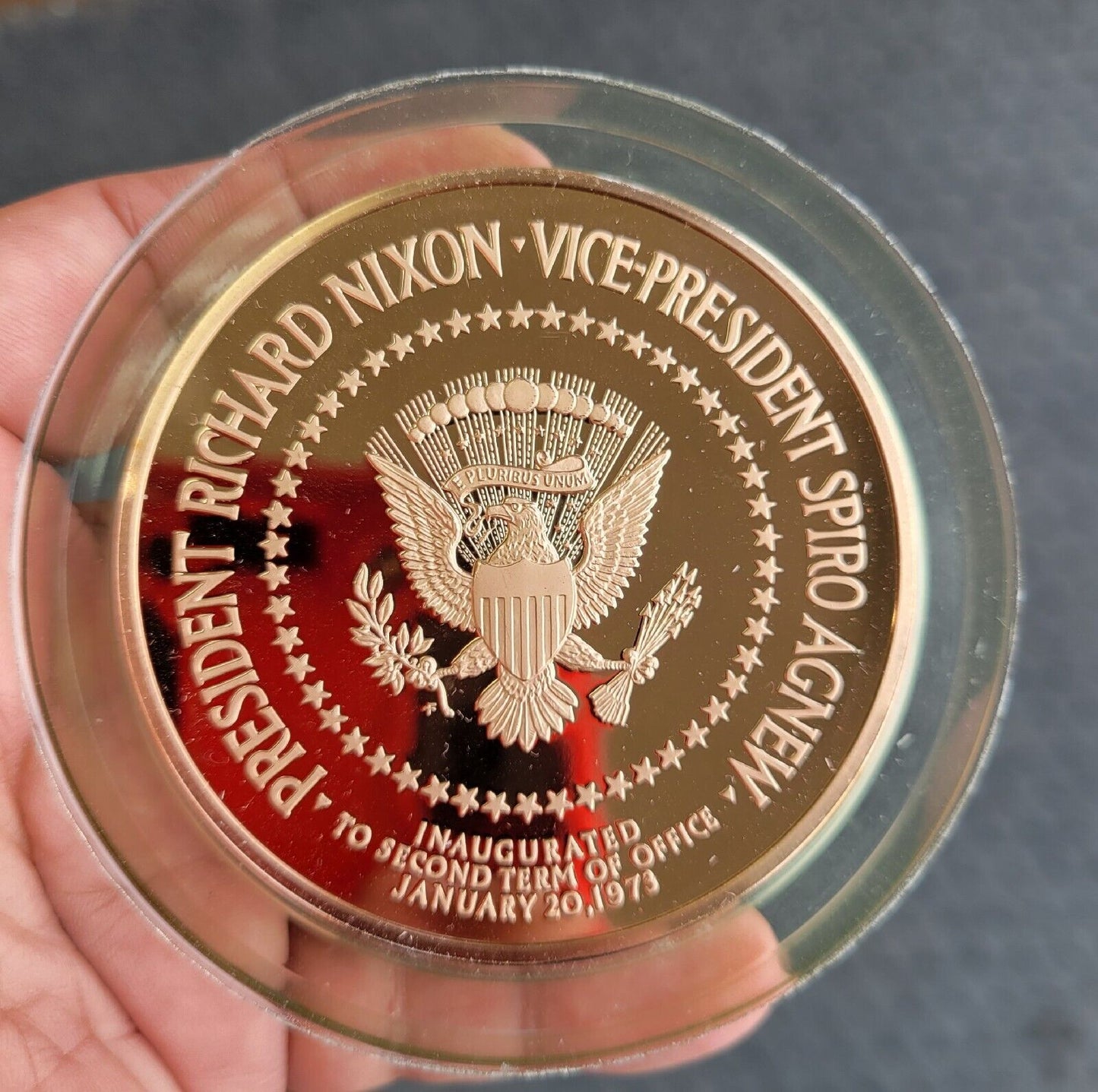 1973 President Richard NIXON / AGNEW INAUGURAL BRONZE PROOF MEDAL Franklin Mint