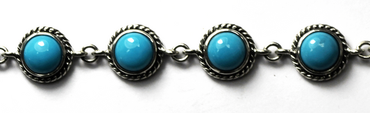 Sterling Silver D'Joy Round Turquoise 10mm Toggle Bracelet 8"