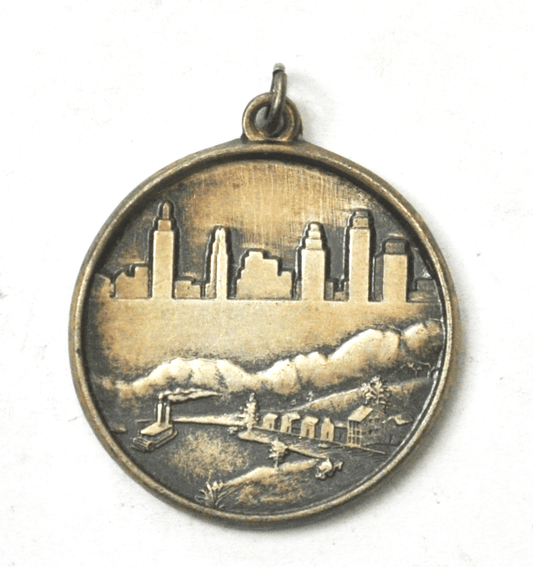 1967 Kansas City MO Green KC Skyline Missouri River Pendant 27mm Sterling Silver