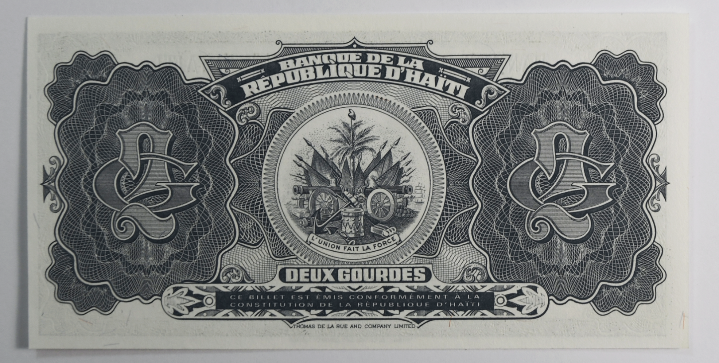 1992 Haiti 2 Gourdes Uncirculated Banknote AN016273