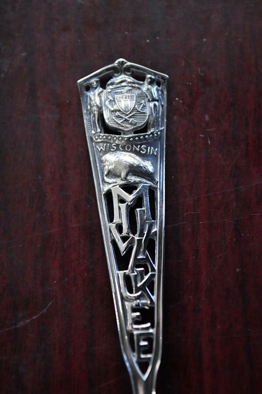 Milwaukee Wisconsin Sterling Silver 5 1/2" Souvenir Spoon .58 oz. by Watson