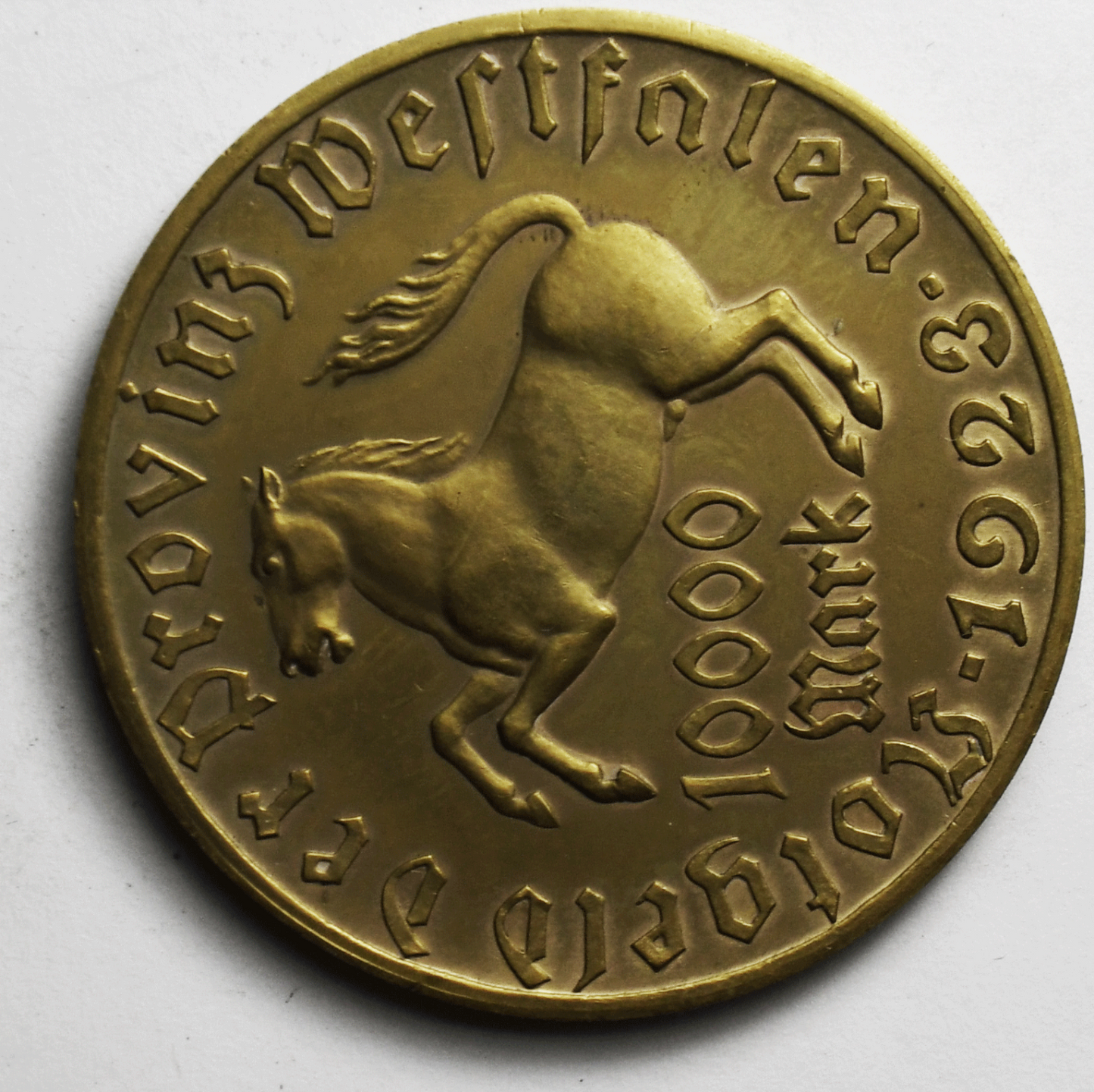 1923 Germany Westphalia 10,000 Mark 44mm Coin
