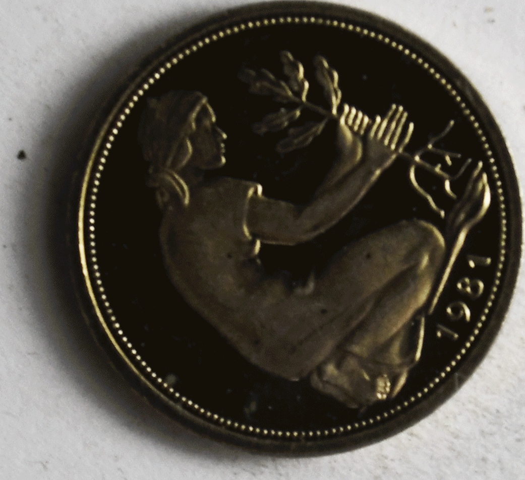 1981 F Germany  Federal Republic Proof 50 Fifty Pfennig KM# 109.2 Low Mintage