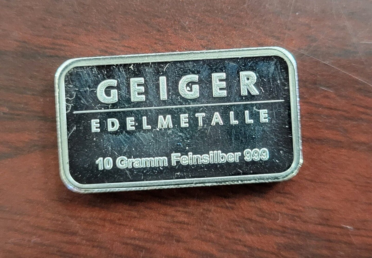 DISCONTINUED Geiger Edelmetalle 10 Gram Generation 1 Silver Bar Rare w/package