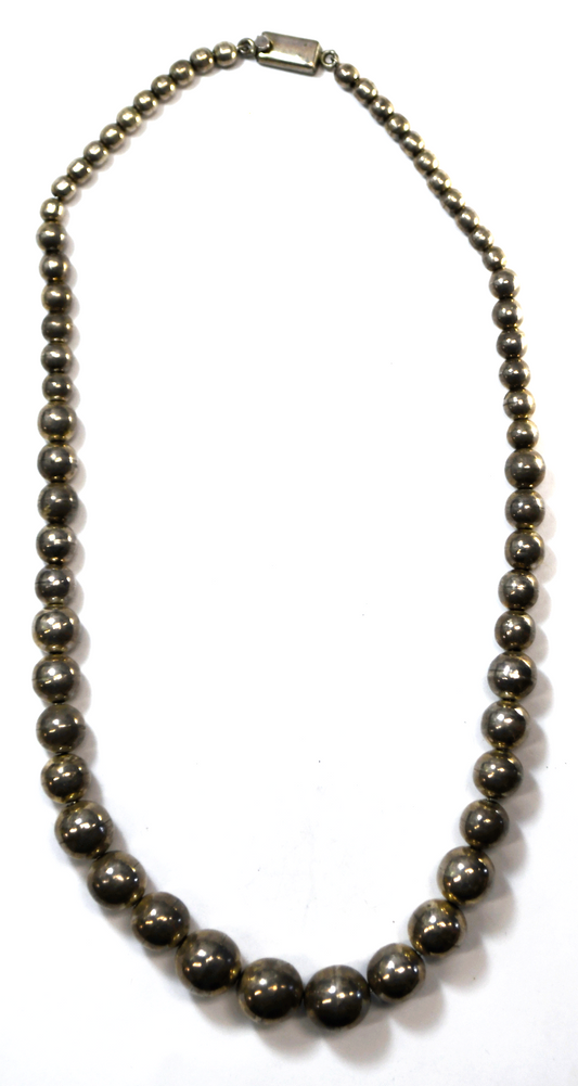 Sterling Silver Mexico 6-16mm Graduated Bead 22.5" Necklace 91.4g