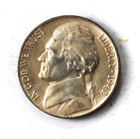 1942 P/P 5c Jefferson Nickel Five Cents Silver War Nickel Uncirculated VP-002