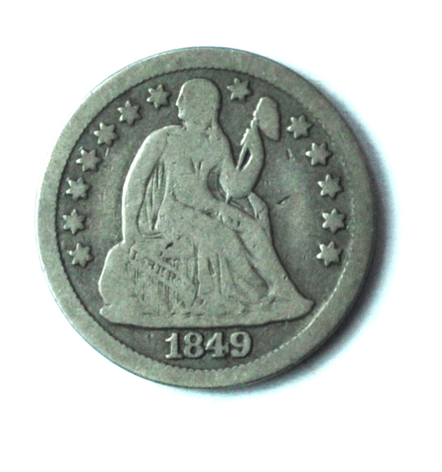 1849 10c Seated Liberty Silver Dime Rare Ten Cents Philadelphia