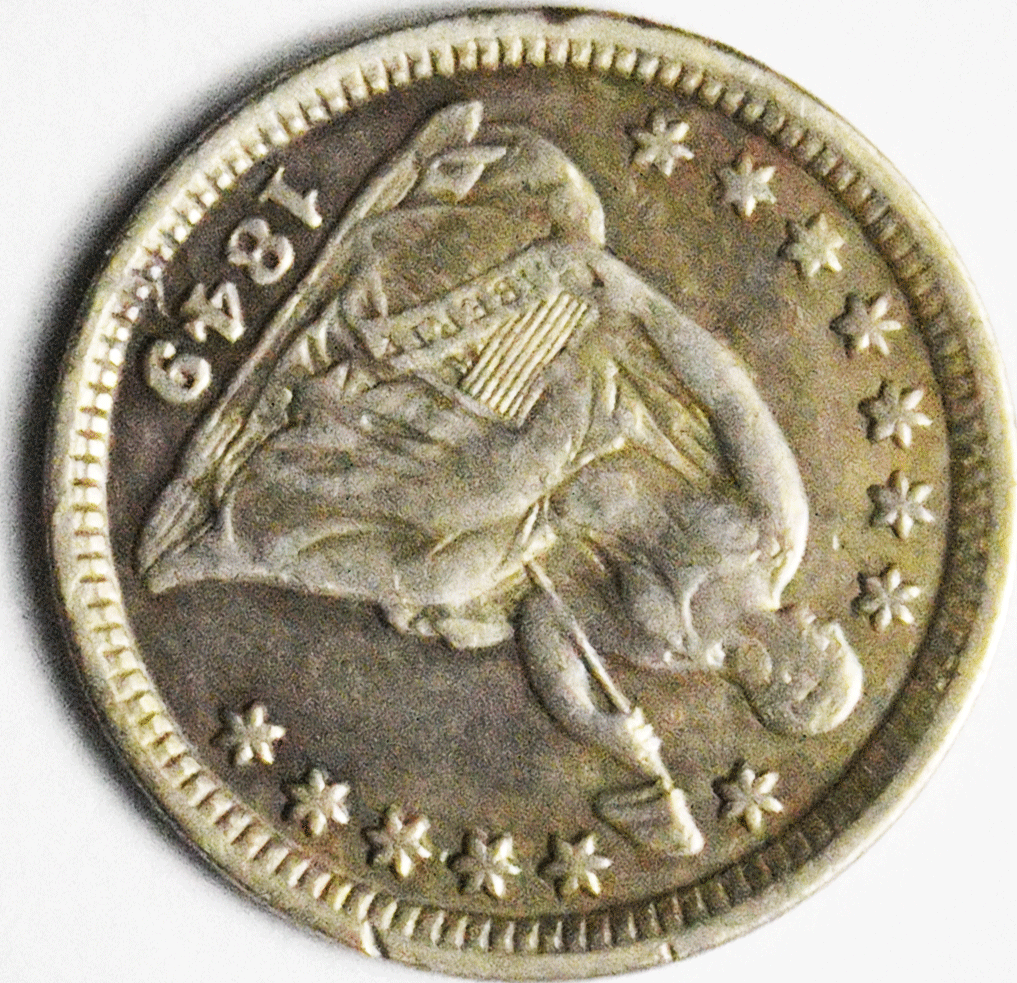 1849 H10c Seated Liberty Silver Half Dime Philadelphia