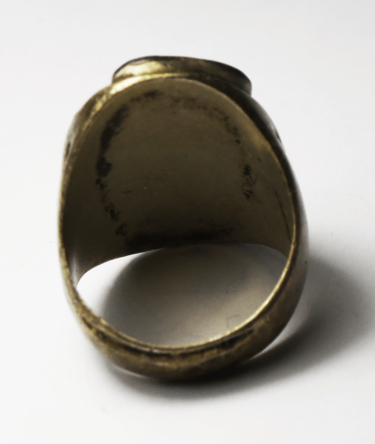 Antique Sterling Coral Green Turquoise Floral Squiggle Edge Ring 29mm Size 9