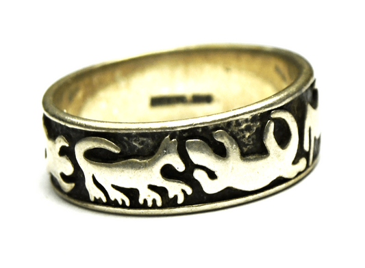 Sterling Silver Shube's Animal Lizard Frog Rabbit Fish Ring 7mm Size 7-3/4