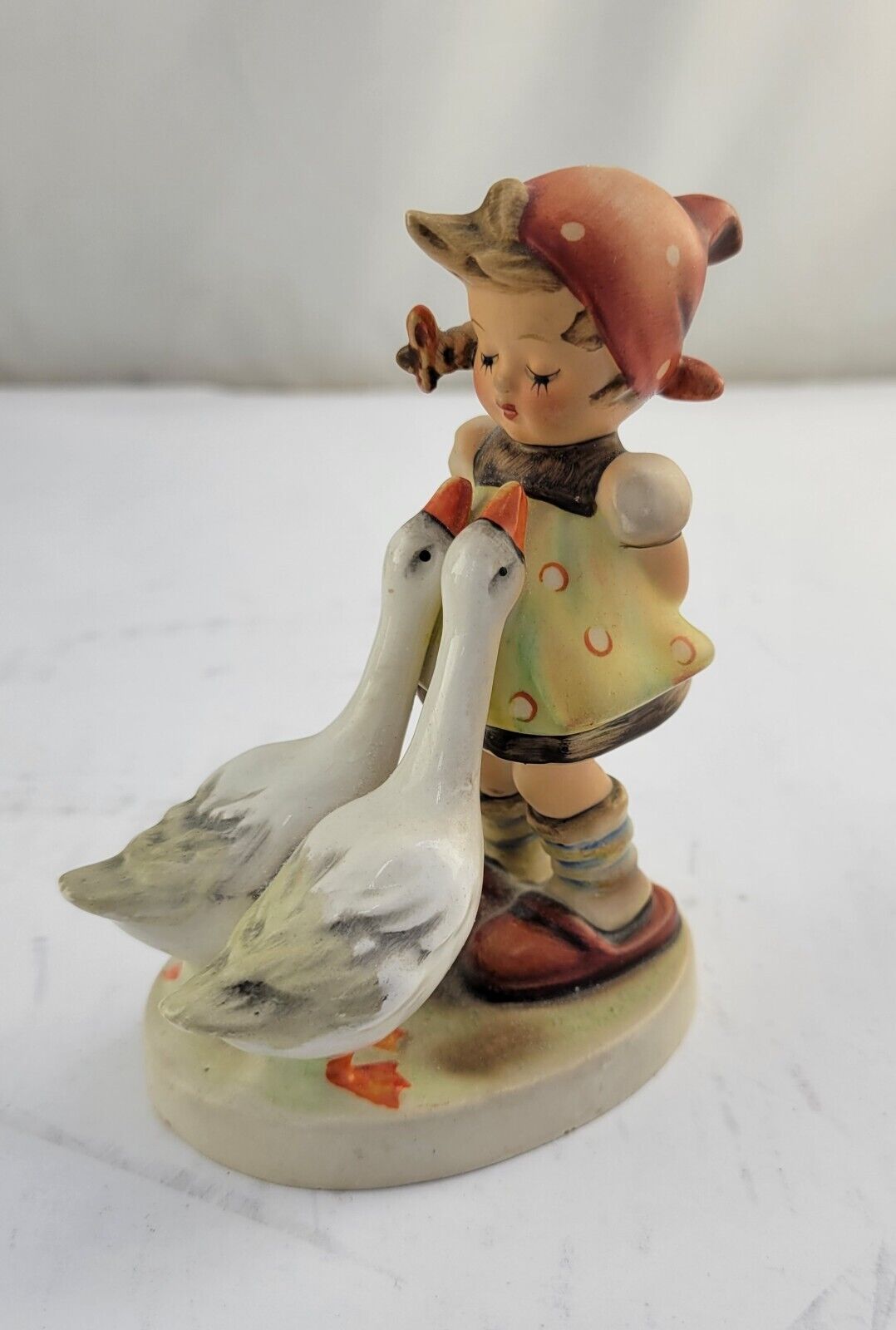 Hummel "Goose Girl" Figurine 47 3/0 TMK 2 Blue Bee Geese 4"