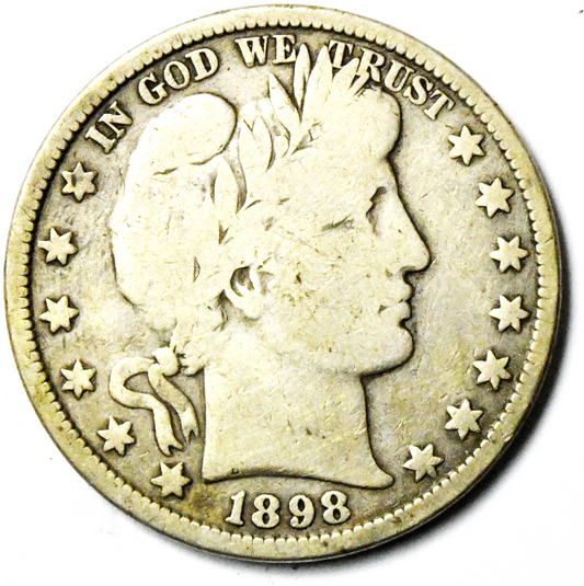 1898 50c Barber Silver Half Dollar Fifty Cents US Philadelphia