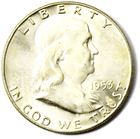 1953 D 50c Franklin Silver Half Dollar Fifty Cents Denver AU