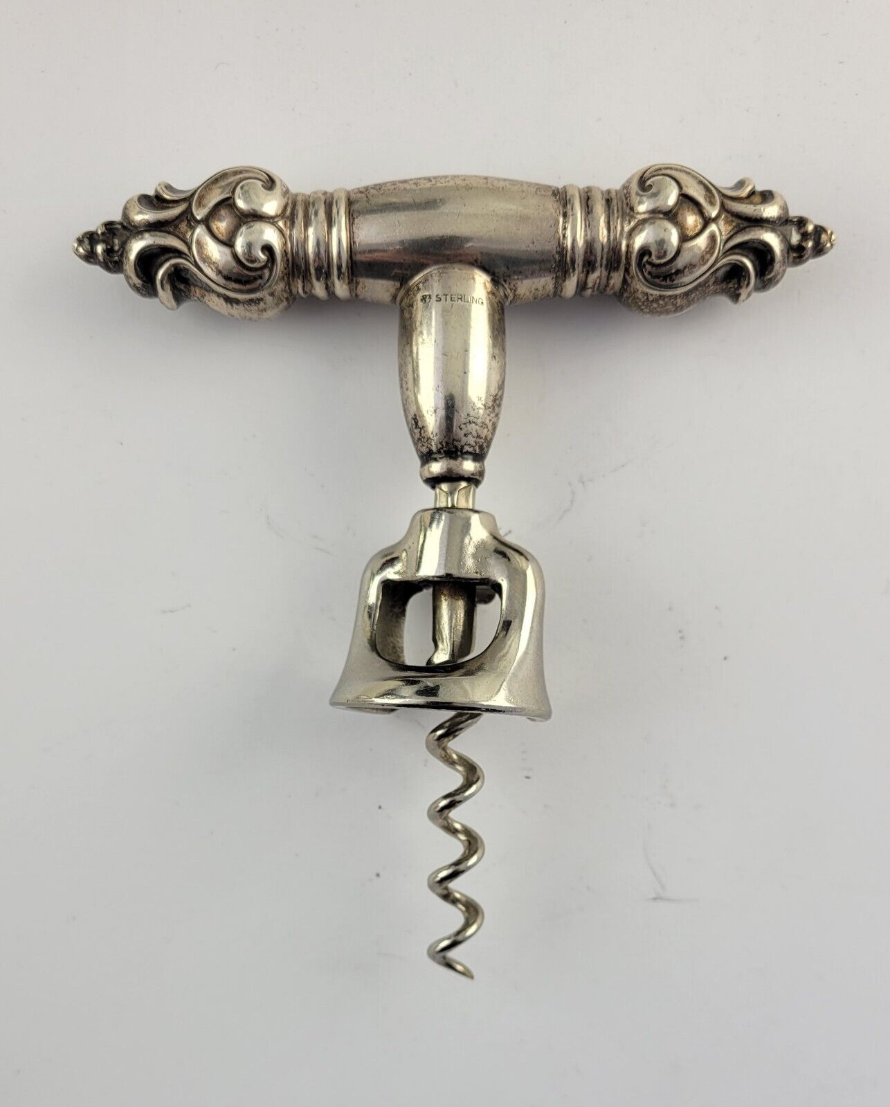 Antique Walker Bell Sterling Silver Corkscrew Barware Wine Opener