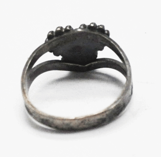 Antique Sterling Silver 3 Dot Turquoise Cluster Ring 10mm Size 5