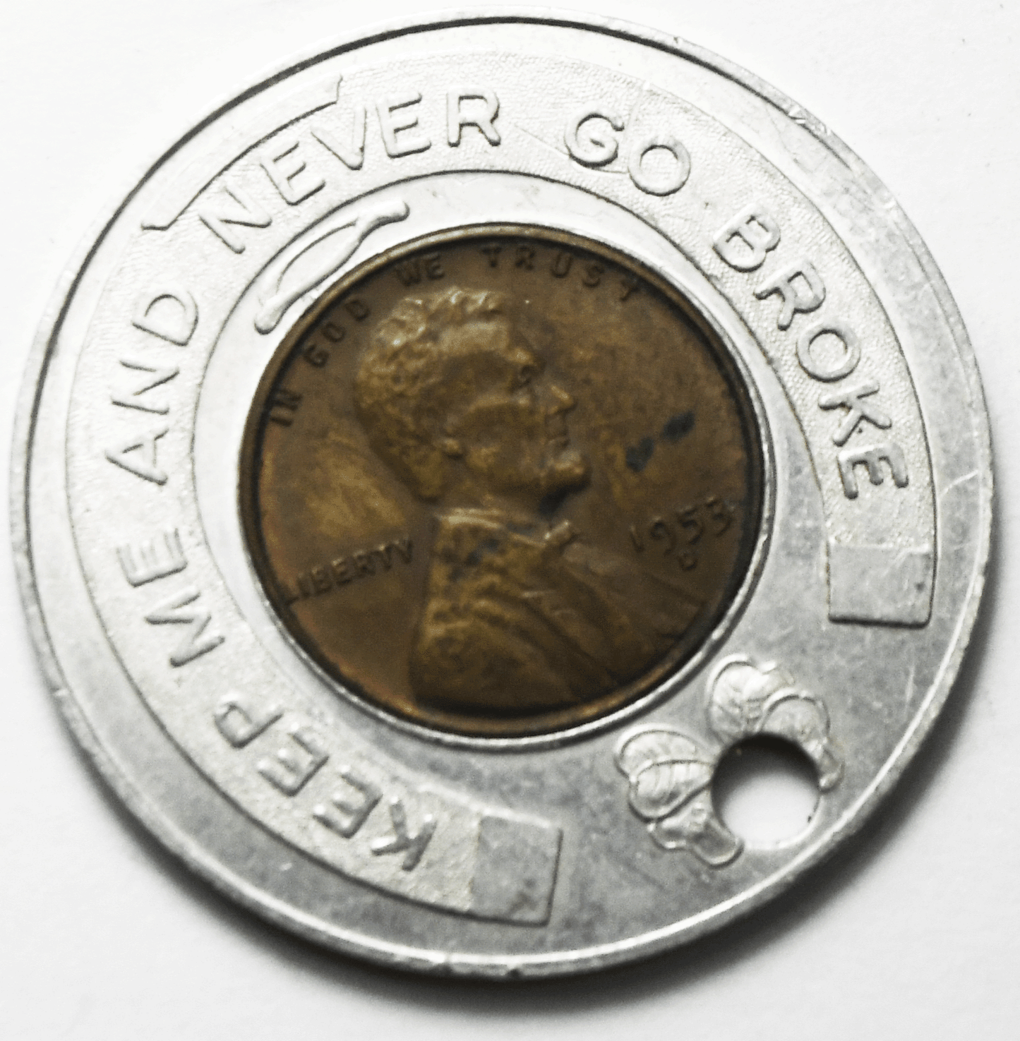 Encased Penny 1c 1953 D Wheat Penny OR Bill Williams Real Estate  Holed