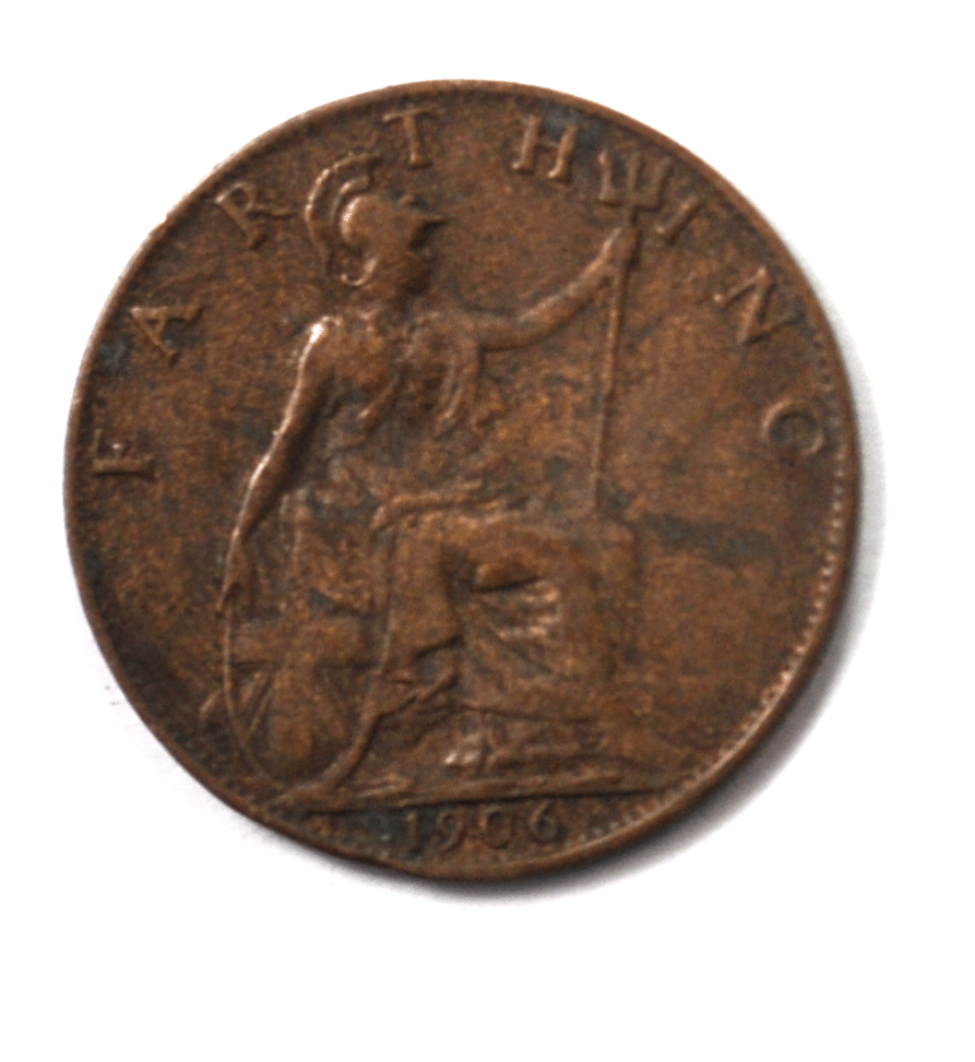 1906 1F Great Britain Farthing Bronze Coin