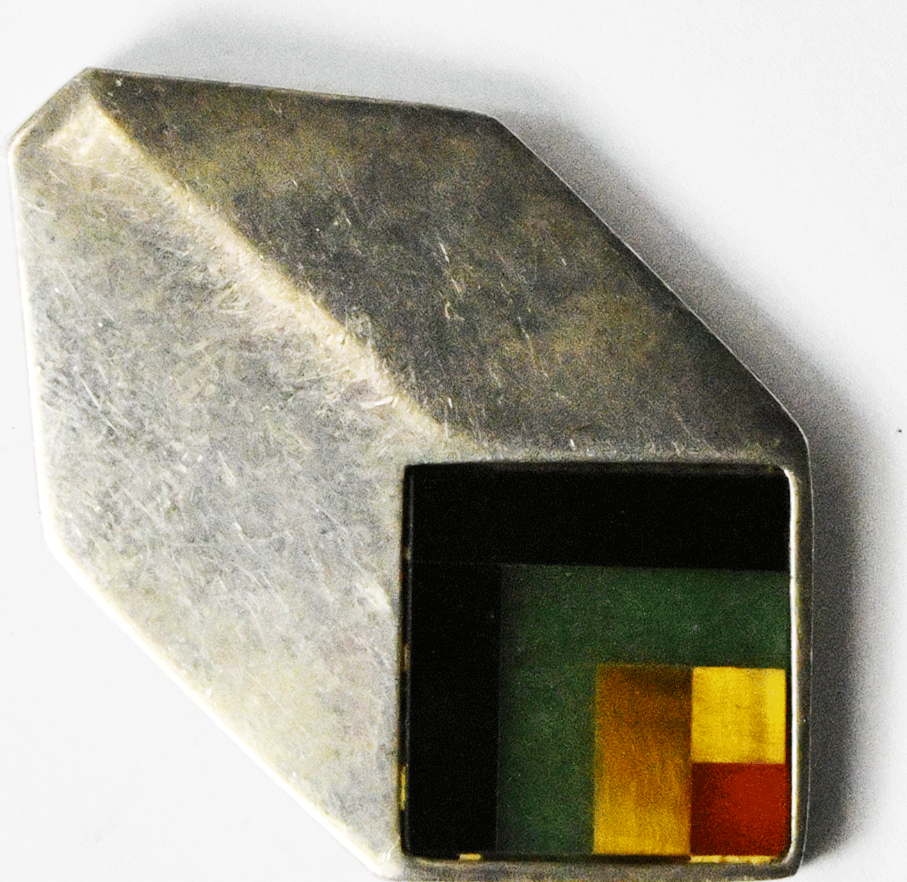 Sterling Silver Israel 4 Stripe Inlay Pendant 45mm x 26mm