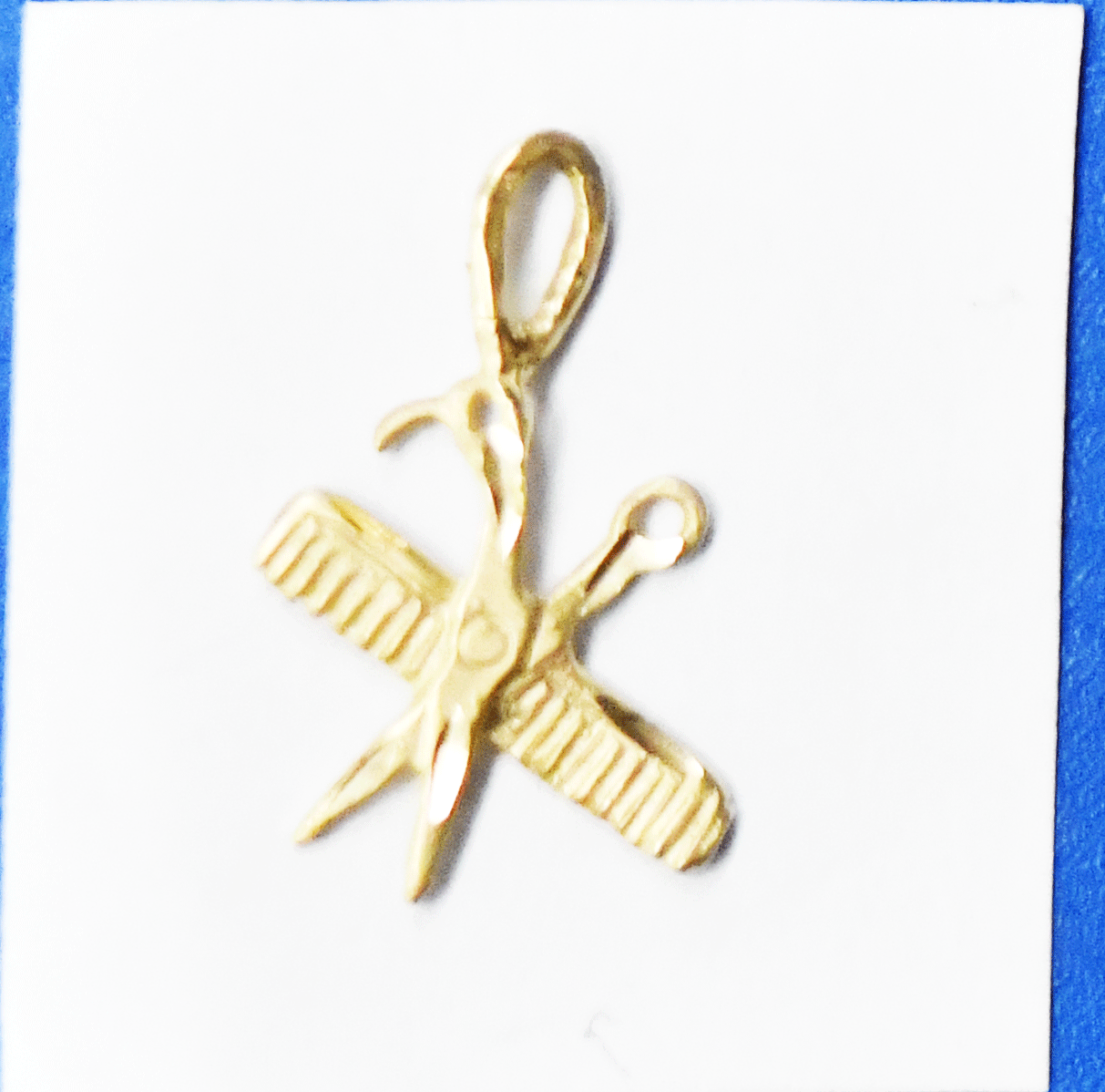 925 Sterling & 14k Gold Scissors Ruler Small Pendant Charm 17mm x 10mm