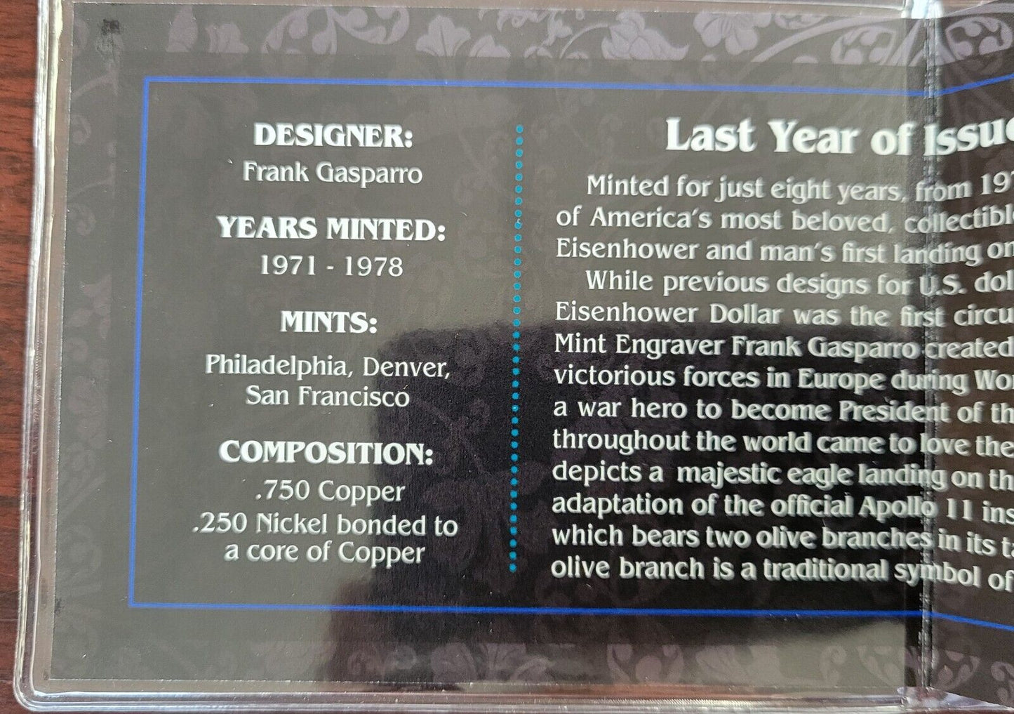 Last Year of Issue 1978 Eisenhower Dollar with COA & Booklet