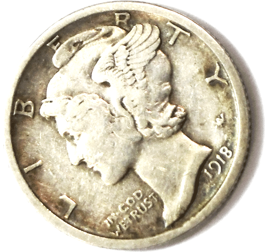 1918 D 10c Mercury Silver Dime Rare Ten Cents San Francisco