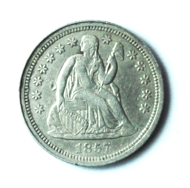 1857 10c Seated Liberty Silver Dime Ten Cents Philadelphia