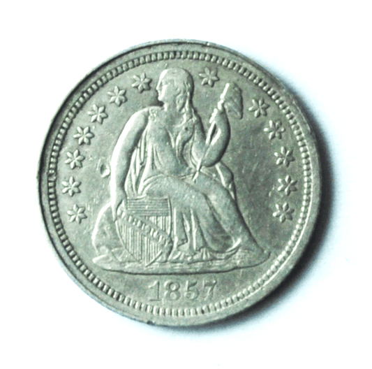 1857 10c Seated Liberty Silver Dime Ten Cents Philadelphia