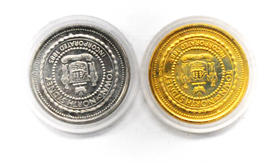 1986 Canada $1 Trade 2 Tokens 34mm North Sydney Friendly Seaport