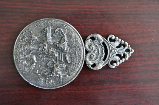 Hans Jensen Vintage Denmark Silver Plate Personal Handheld Vanity Mirror 4 1/2"