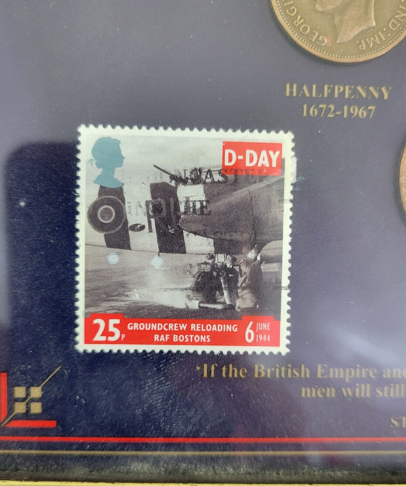 Great Britain World War II Sterling Collections Coin & Stamp Framed Set D-Day