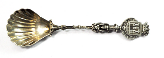 Silver Straw Westkapelle Netherlands Souvenir Shell Chocolate Sugar Spoon 4.5"