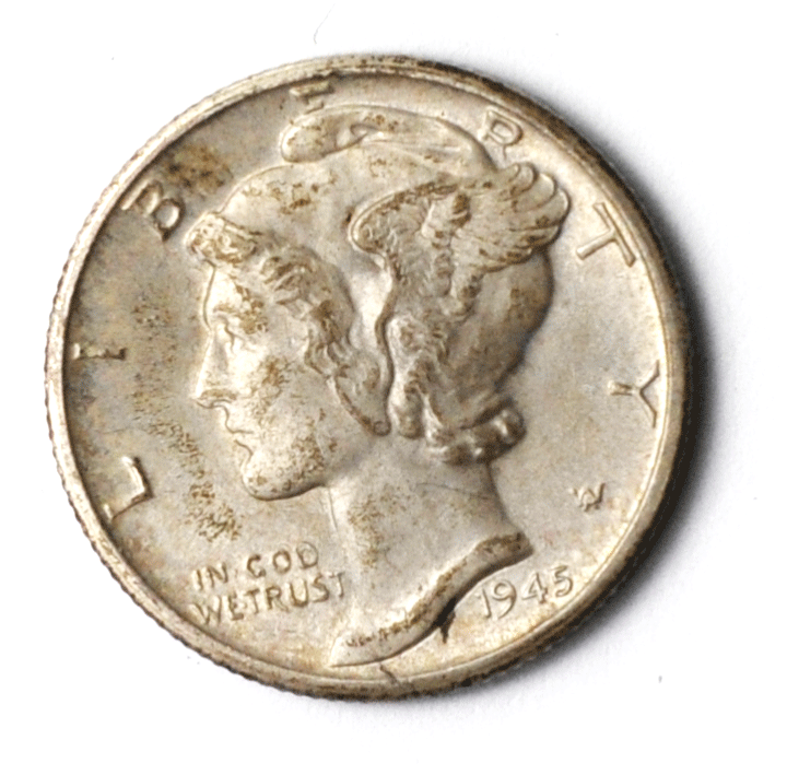 1945 D 10c Mercury Dime Ten Silver Cents Denver Uncirculated
