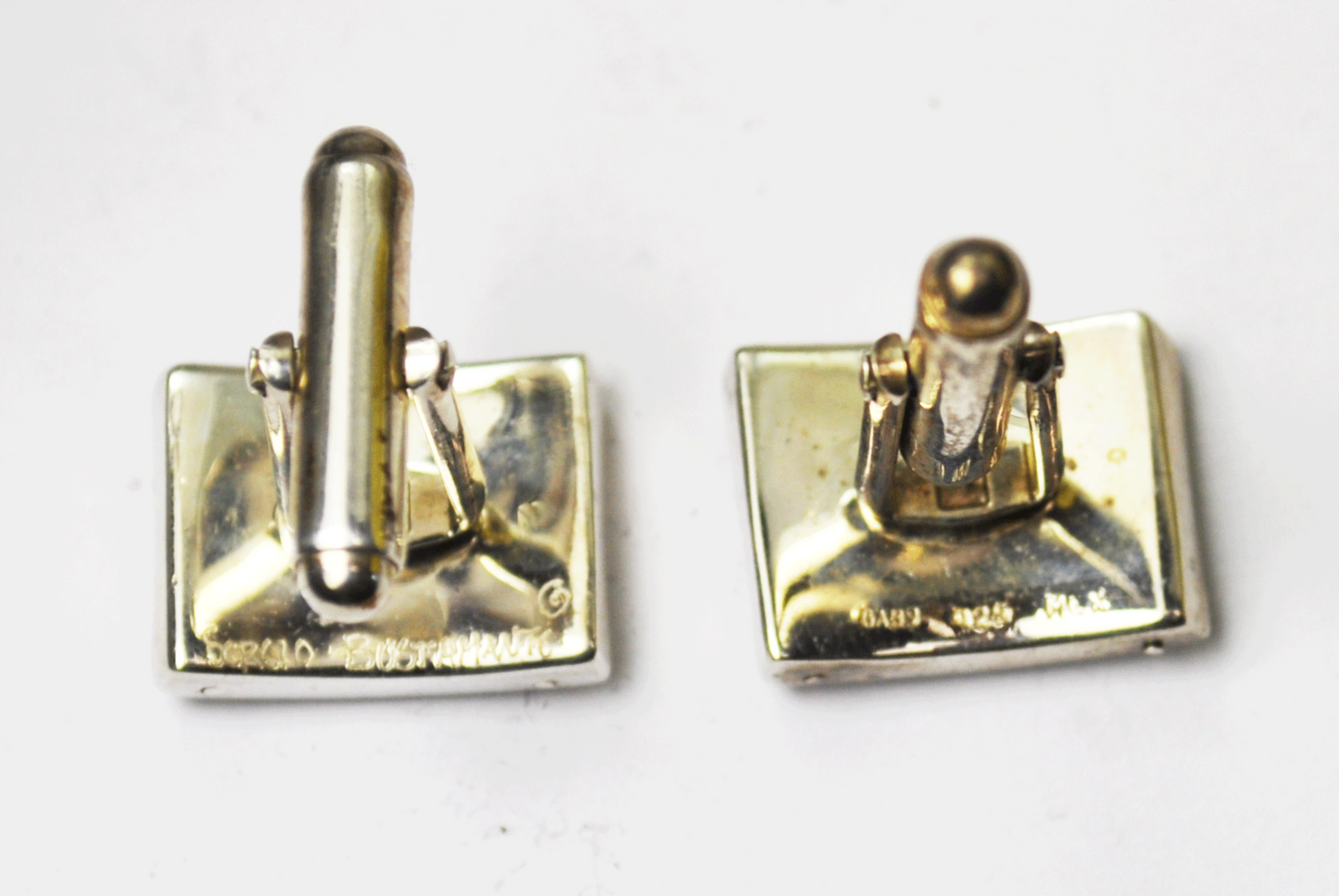 Sergio Bustamante Sterling Silver Rectangle Dot Cufflinks 17mm x 13mm