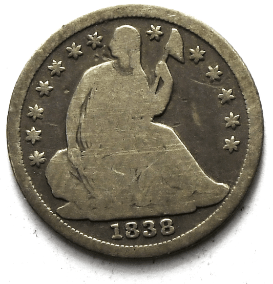 1838 H10c Seated Liberty Silver Half Dime Large Stars 5c