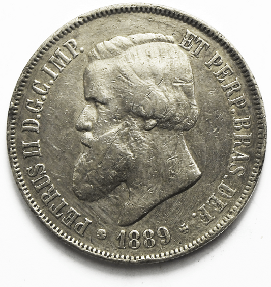 1889 Brazil 2000 Reis Silver Coin KM# 485