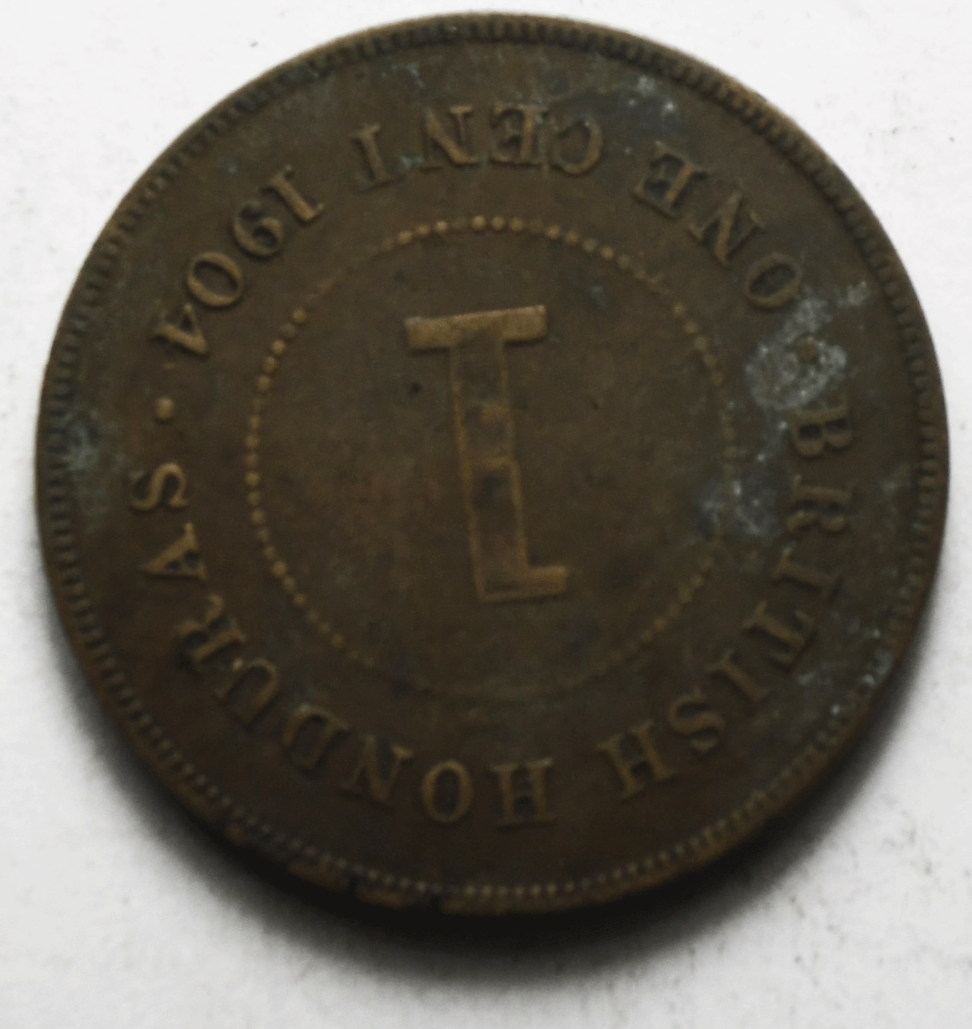 1904 British Honduras Cent KM# 11 Bronze Coin Low Mintage