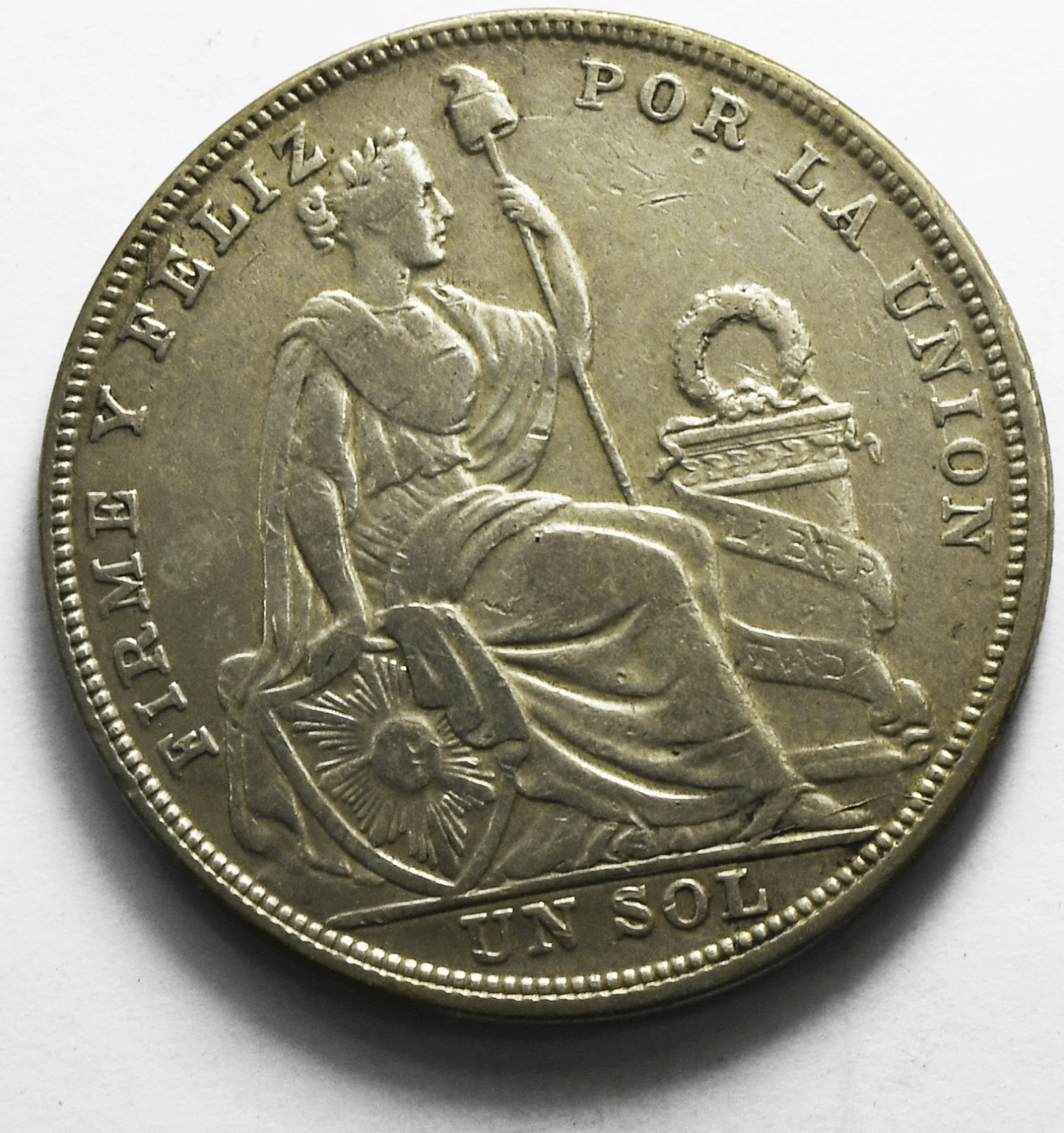 1924/823 Peru One Sol Silver Coin KM# 218.1