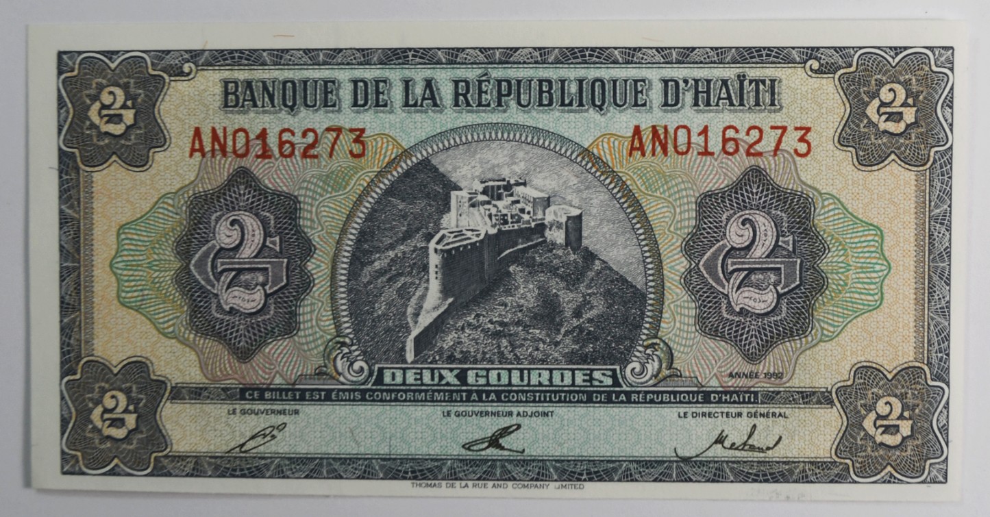 1992 Haiti 2 Gourdes Uncirculated Banknote AN016273