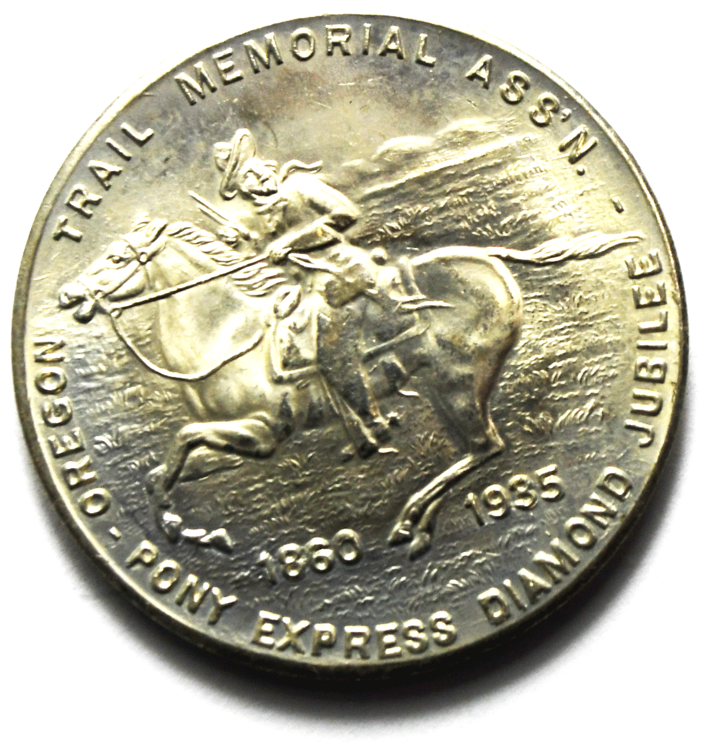 1935 Whitehead Hoag Pony Express Diamond Jubilee Relay Station Medal 32mm