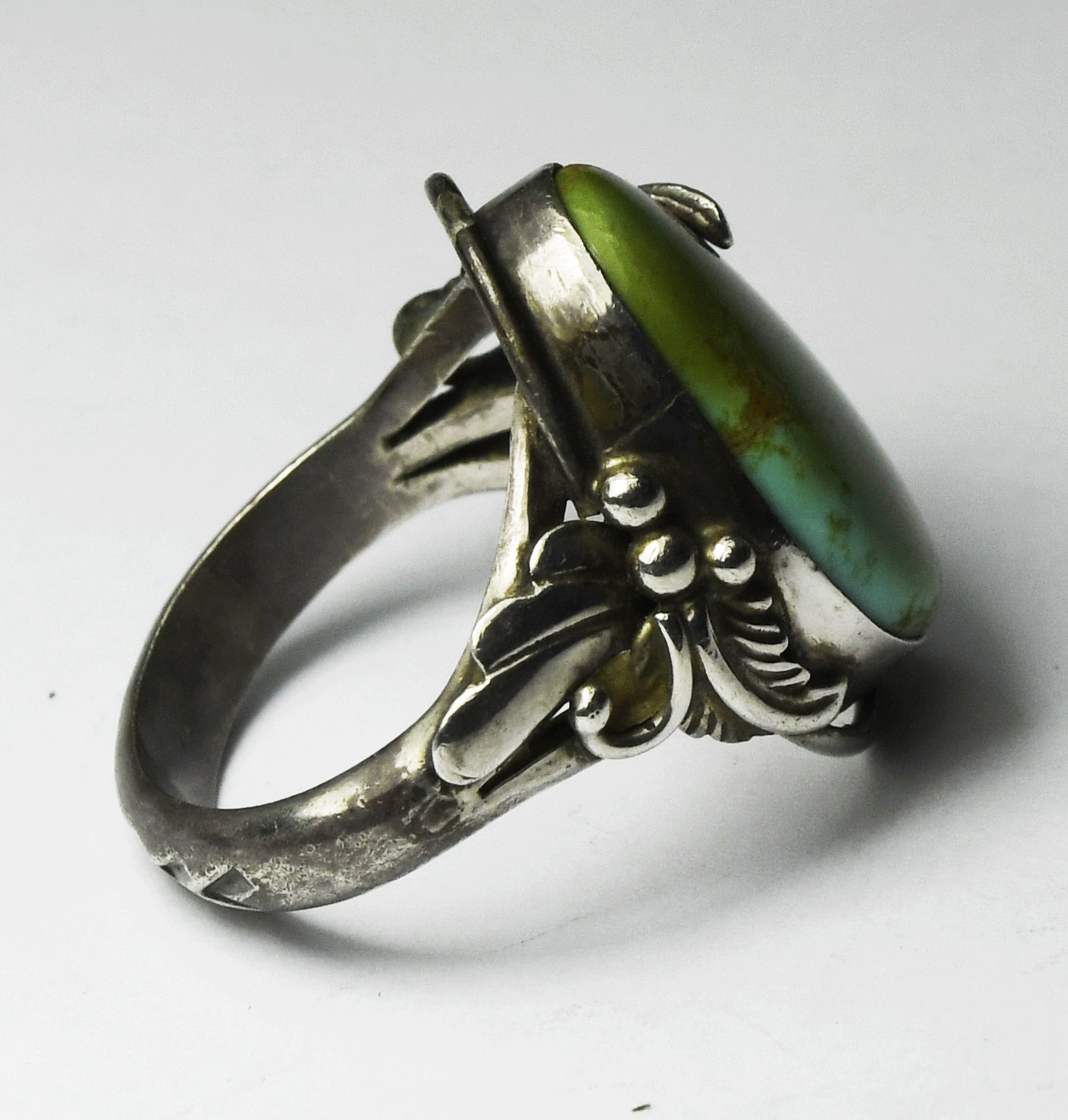 Sterling Silver E Piaso Green Turquoise Ring 24mm Size 8-1/2