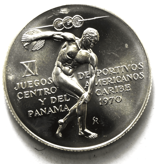 1970 Panama 5 Five Balboas Silver Coin KM# 28 Uncirculated