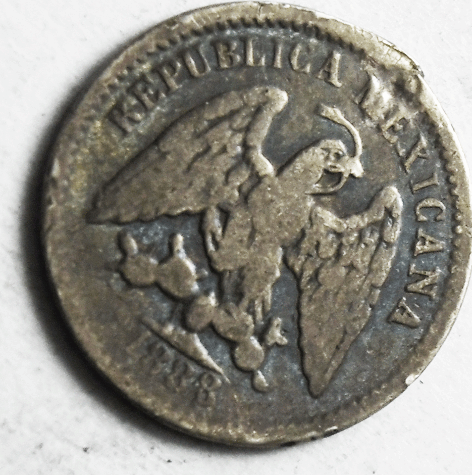 1888 Cn M Mexico Second Republic Five 5 Centavos KM# 398.2 Silver Coin