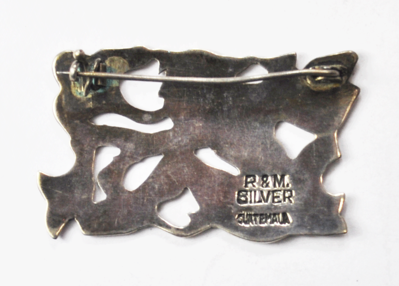 R&M. Guatemala Wolf Man Breathing Fire Brooch Pin 46mm x 29mm