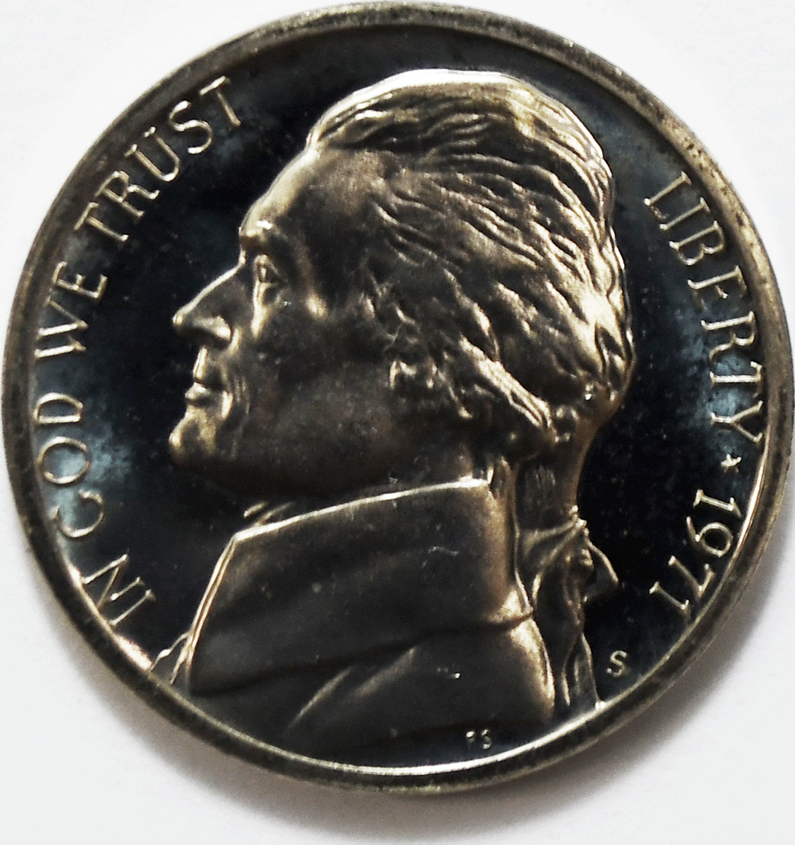 1971 S 5c Jefferson Proof Nickel Five Cents Uncirculated From Proof Set