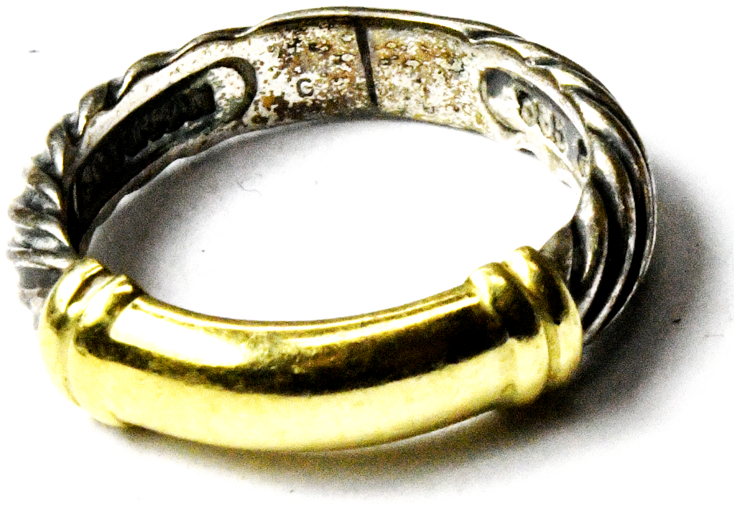 Sterling Silver David Yurman 14k 585 5mm Bar Cable Ring Size 5-3/4