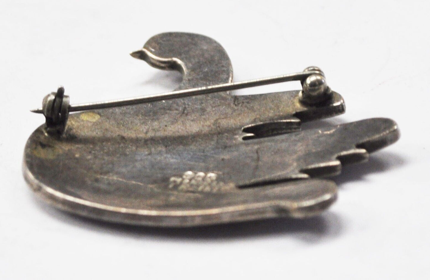 Sterling TR-161 MOP Inlay Winged Serpent Brooch Pin 59mm x 47mm Ophis Pterotos