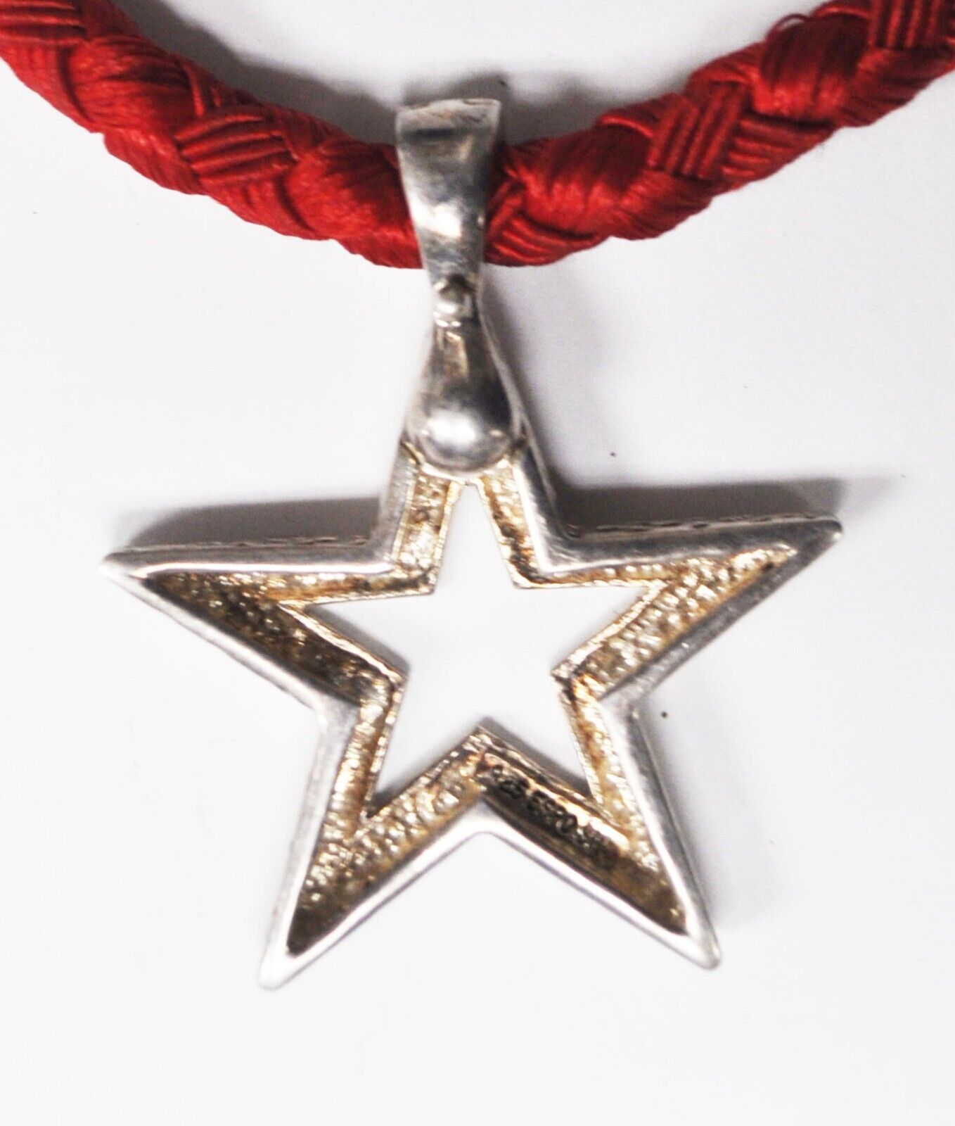 Sterling Joseph Esposito Red Rope Star 51mm Pendant Christmas Necklace 18"