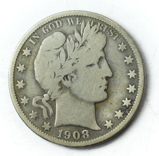1908 O 50c Barber Silver Half Dollar Fifty Cents US New Orleans